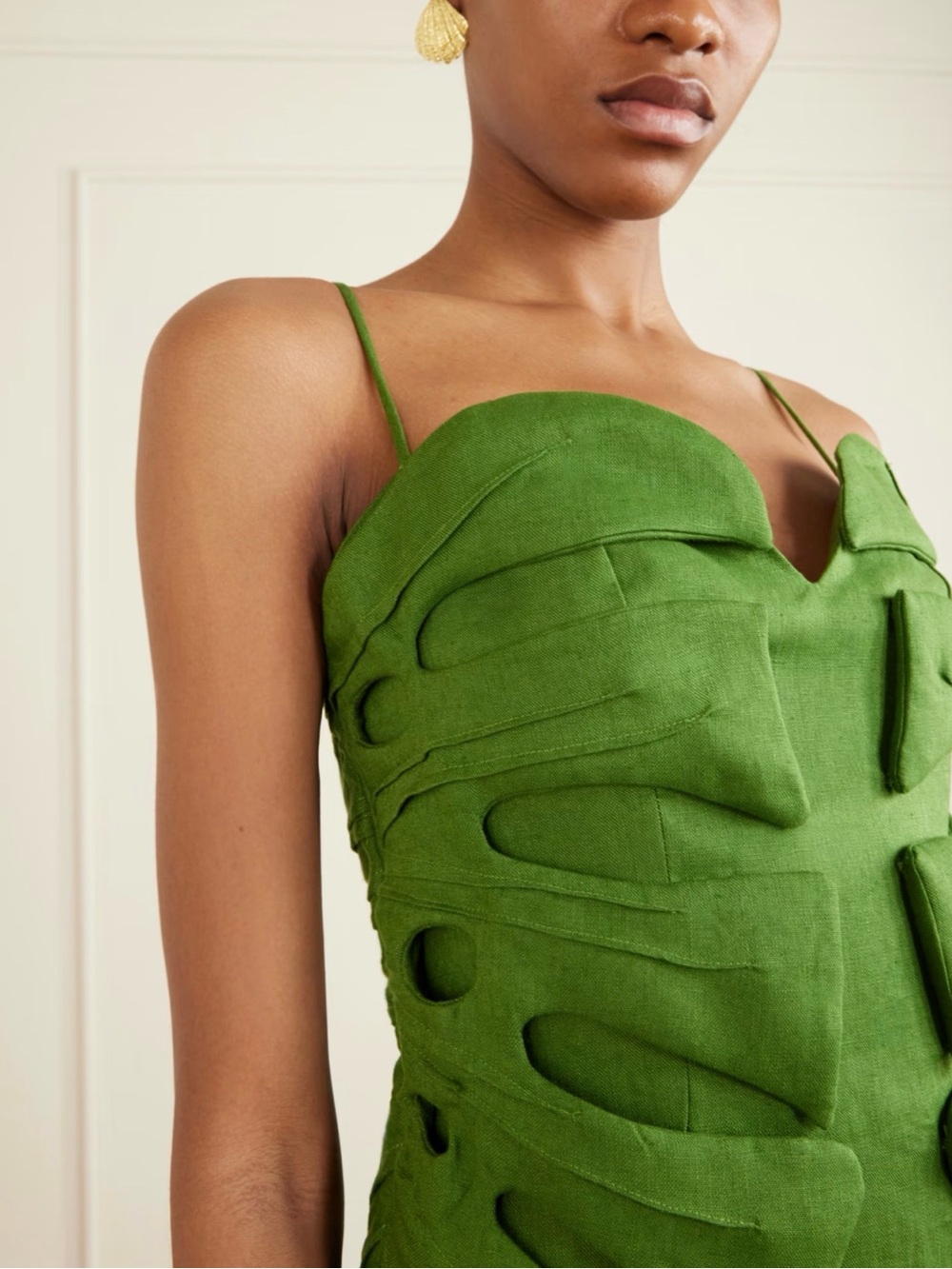 FARM Rio Olive Green Strapless Sculpted Dress NWT - Picture 2 of 7